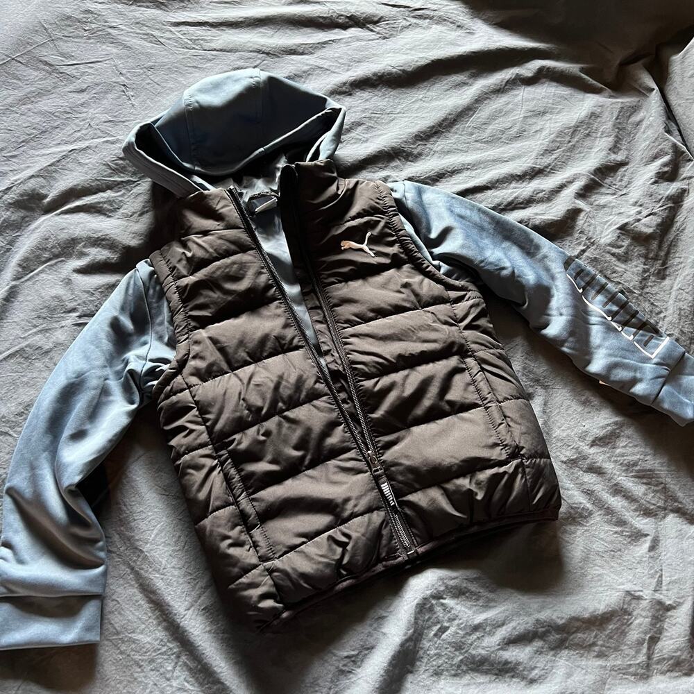 Puma Hooded Sweatshirt Full Zip Up Vest Jacket